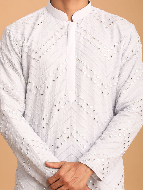 Men's Aqua Blue Mirror Kurta